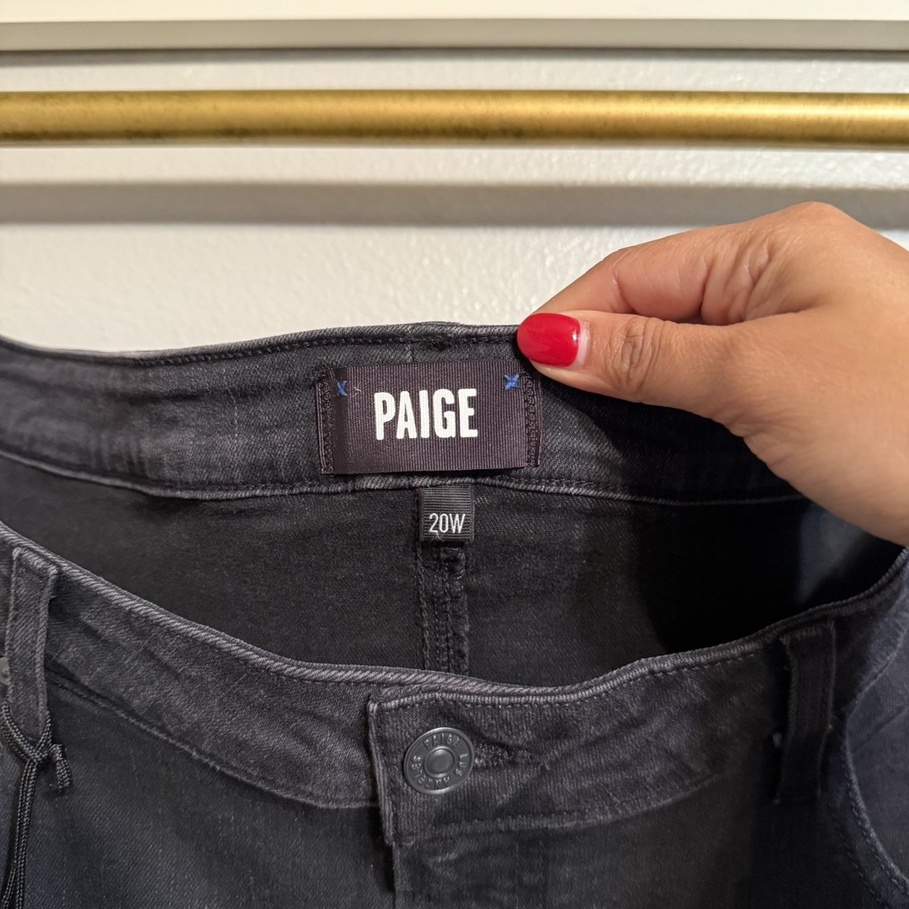 Paige Denim Sarah Slim Leg High Rise Black Willow Jeans Plus Size Women 20W - Picture 5 of 13